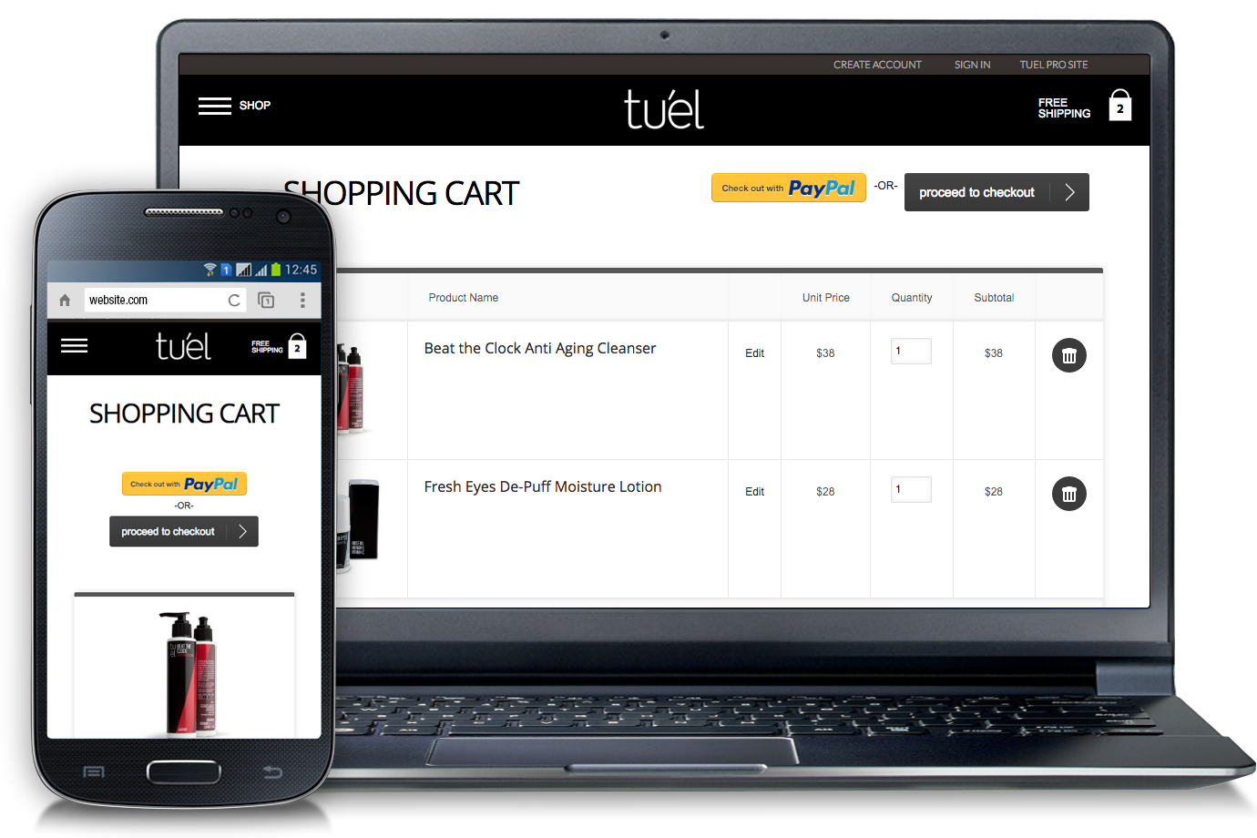 Tuel Skincare Website